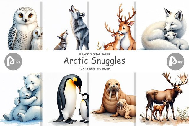 Digital Paper Arctic Snuggles Digital Pattern artnoy 