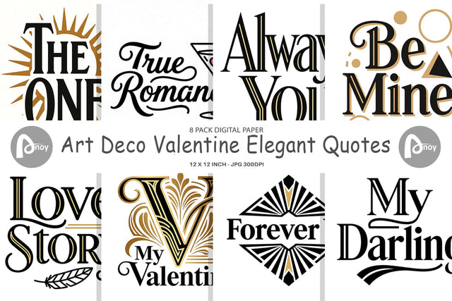 Digital Paper Art Deco Valentine Elegant Quotes Digital Pattern artnoy 