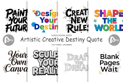 Digital Paper Artistic Creative Destiny Quote Digital Pattern artnoy 