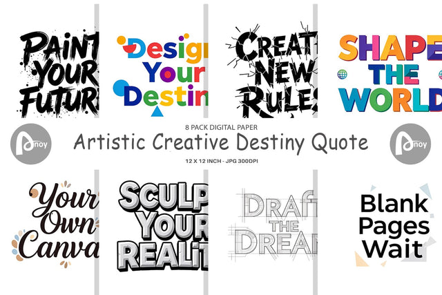 Digital Paper Artistic Creative Destiny Quote Digital Pattern artnoy 