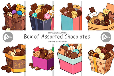 Digital Paper Assorted Chocolate Box Digital Pattern artnoy 