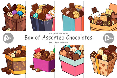 Digital Paper Assorted Chocolate Box Digital Pattern artnoy 