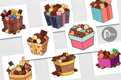 Digital Paper Assorted Chocolate Box Digital Pattern artnoy 