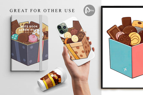 Digital Paper Assorted Chocolate Box Digital Pattern artnoy 