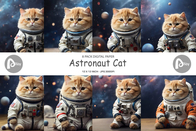 Digital Paper Astronaut Cat Digital Pattern artnoy 