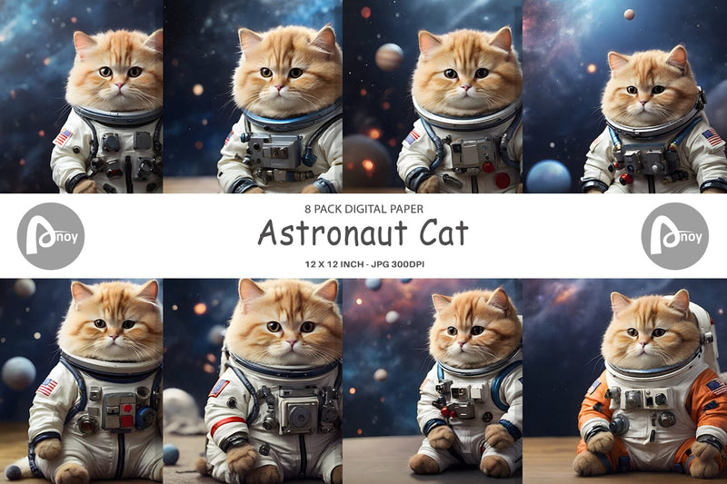 Digital Paper Astronaut Cat Digital Pattern artnoy 