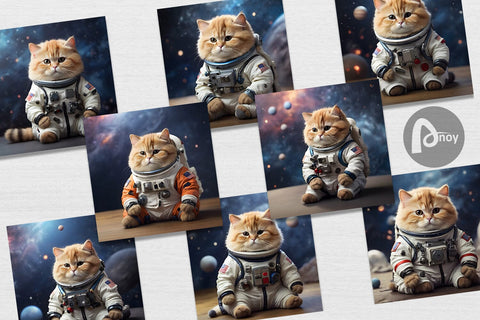 Digital Paper Astronaut Cat Digital Pattern artnoy 