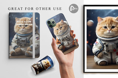Digital Paper Astronaut Cat Digital Pattern artnoy 