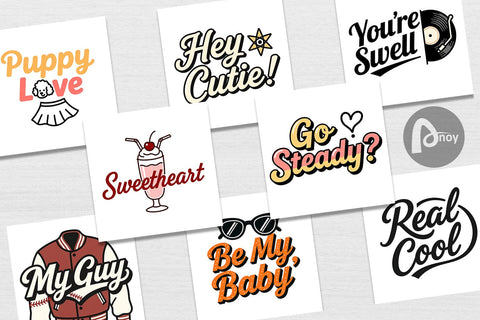 Digital Paper Atomic Love 50s Valentine Quotes Digital Pattern artnoy 