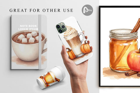 Digital Paper Autumn Drinks Digital Pattern artnoy 