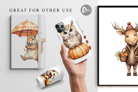 Digital Paper Autumn Forest Cuties Digital Pattern artnoy 