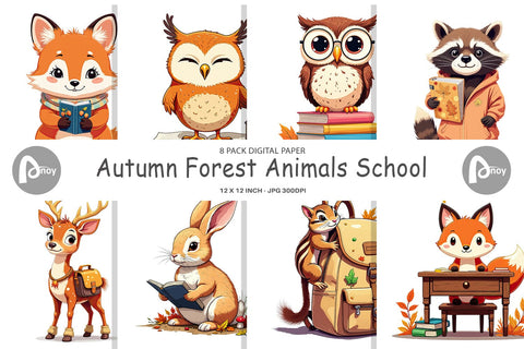 Digital Paper Autumn Forest School Sublimation artnoy 