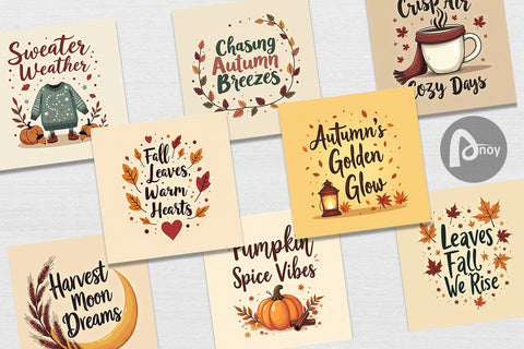 Digital Paper Autumn Glow Quotes Digital Pattern artnoy 