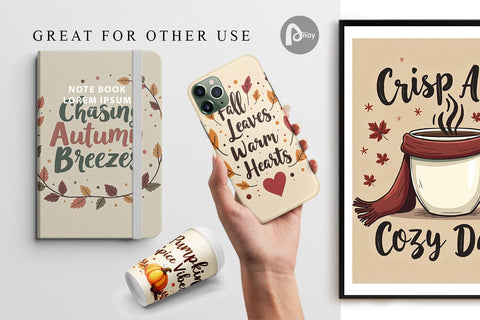 Digital Paper Autumn Glow Quotes Digital Pattern artnoy 