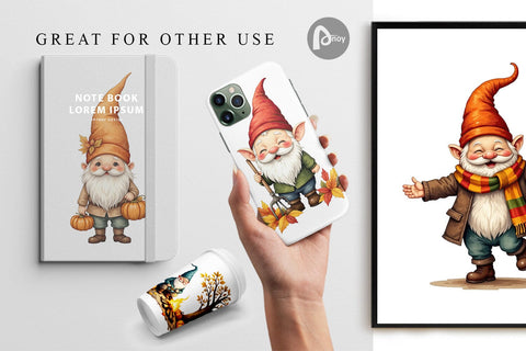 Digital Paper Autumn Gnome Friends Digital Pattern artnoy 