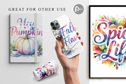Digital Paper Autumn Pumpkin Spice Quotes Digital Pattern artnoy 