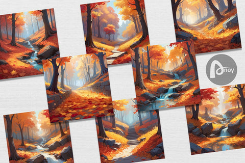 Digital Paper Autumn Vibrant Beauty Digital Pattern artnoy 