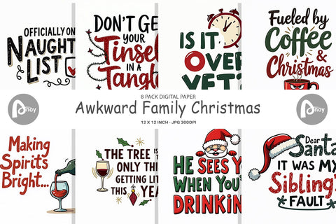 Digital Paper Awkward Family Christmas Quotes Digital Pattern artnoy 