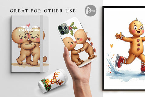 Digital Paper Awkward Holiday Moments Gingerbread Digital Pattern artnoy 