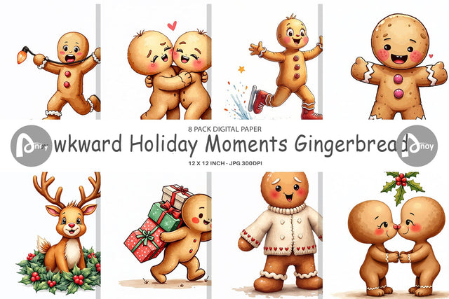 Digital Paper Awkward Holiday Moments Gingerbread Digital Pattern artnoy 