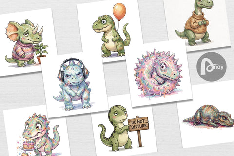 Digital Paper Awkward Introvert Dinosaur Digital Pattern artnoy 