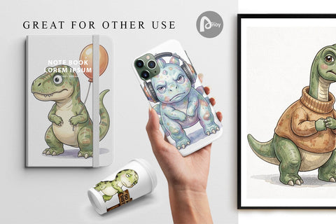 Digital Paper Awkward Introvert Dinosaur Digital Pattern artnoy 