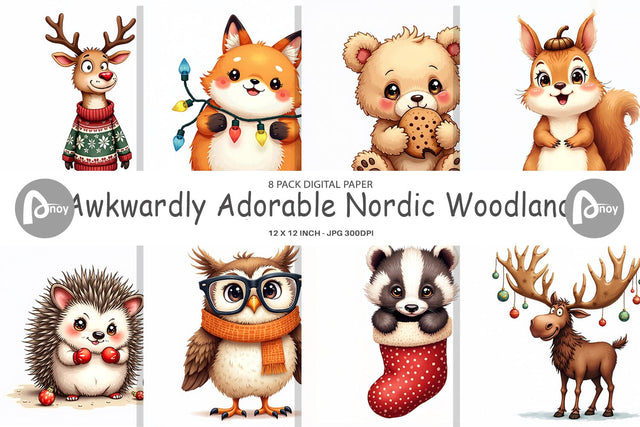 Digital Paper Awkward Nordic Woodland Digital Pattern artnoy 