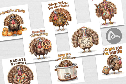 Digital Paper Awkward Turkey Retro Watercolor Digital Pattern artnoy 