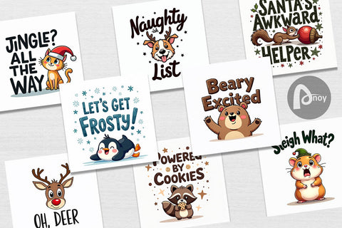 Digital Paper Awkwardly Festive Critters: Ugly Cute Animal Quotes Digital Pattern artnoy 