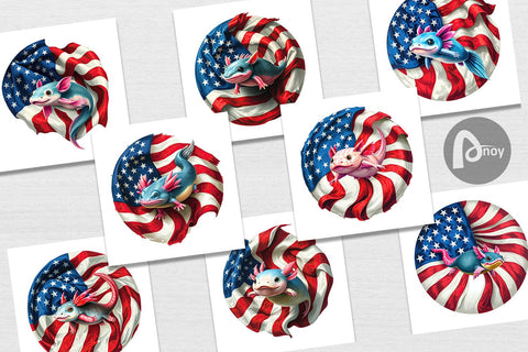 Digital Paper Axolotl 4th of July Digital Pattern artnoy 