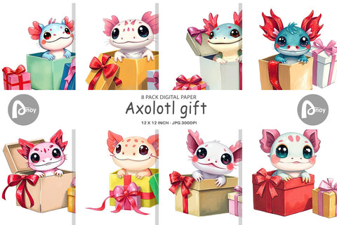Digital Paper Axolotl Gift Digital Pattern artnoy 