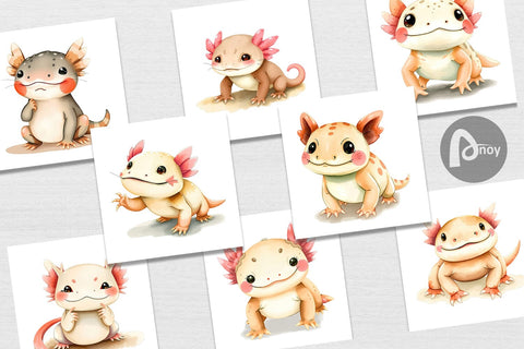 Digital Paper Axolotl Wildlife Digital Pattern artnoy 