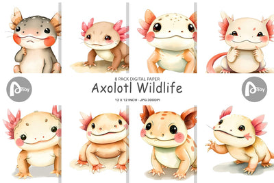 Digital Paper Axolotl Wildlife Digital Pattern artnoy 