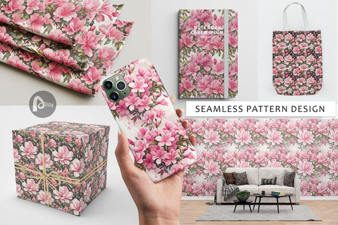 Digital Paper Azalea Seamless Pattern Digital Pattern artnoy 