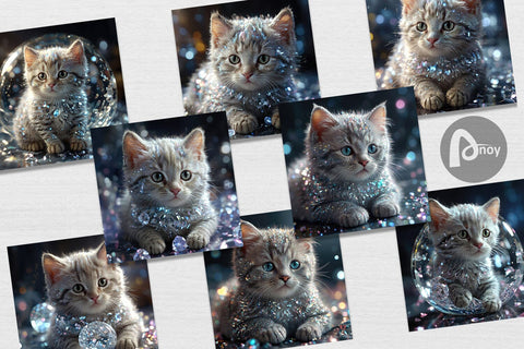 Digital Paper Baby Cat Glitter Digital Pattern artnoy 