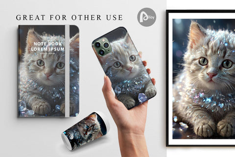 Digital Paper Baby Cat Glitter Digital Pattern artnoy 