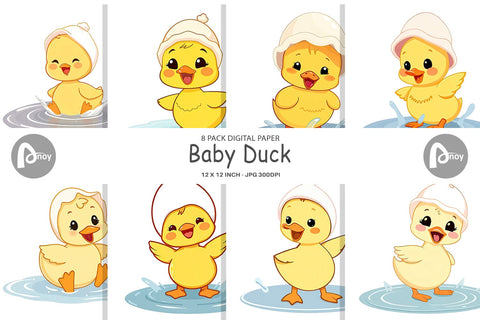 Digital Paper Baby Duck Digital Pattern artnoy 