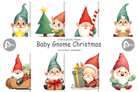 Digital Paper Baby Gnome Christmas Digital Pattern artnoy 