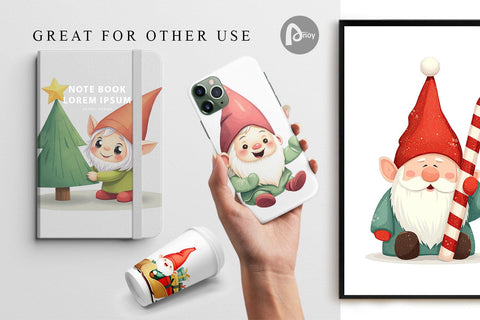 Digital Paper Baby Gnome Christmas Digital Pattern artnoy 