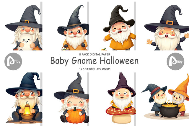 Digital Paper Baby Gnome Halloween Digital Pattern artnoy 