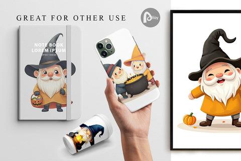 Digital Paper Baby Gnome Halloween Digital Pattern artnoy 