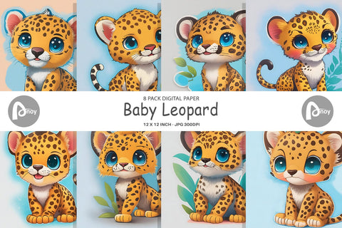 Digital Paper Baby Leopard Digital Pattern artnoy 