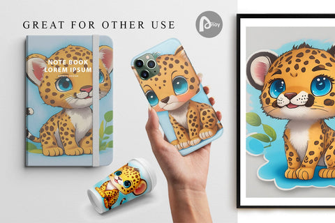 Digital Paper Baby Leopard Digital Pattern artnoy 