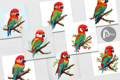 Digital Paper Baby Parrot Illustration Digital Pattern artnoy 