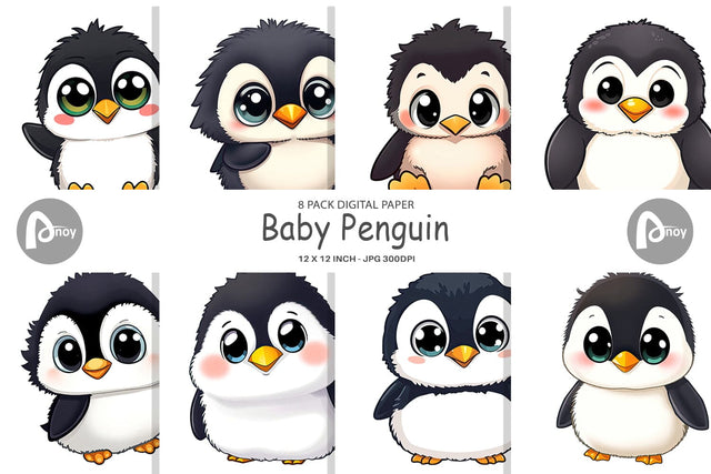 Digital Paper Baby Penguin Digital Pattern artnoy 
