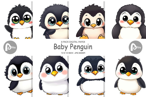 Digital Paper Baby Penguin Digital Pattern artnoy 