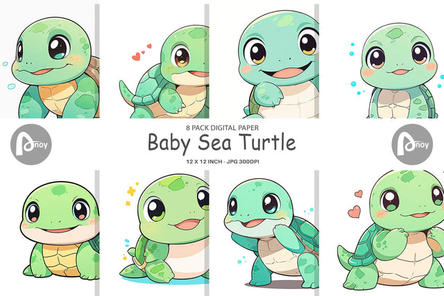 Digital Paper Baby Sea Turtle Digital Pattern artnoy 