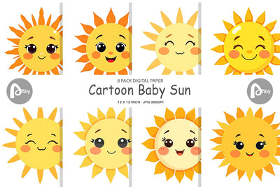 Digital Paper Baby Sun Digital Pattern artnoy 