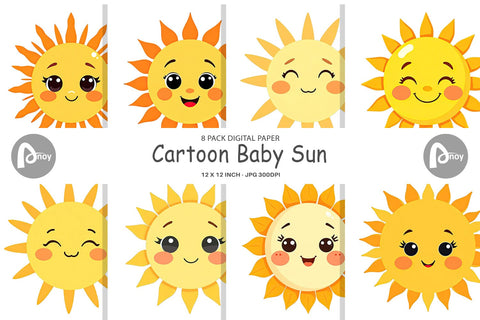 Digital Paper Baby Sun Digital Pattern artnoy 