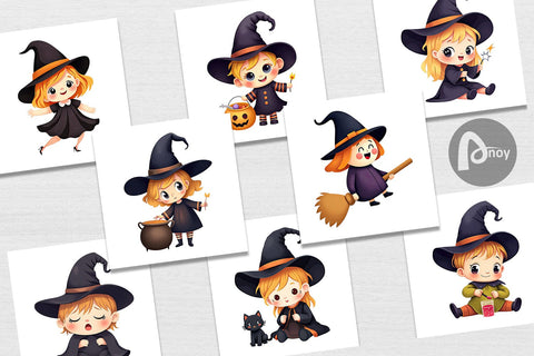 Digital Paper Baby Witch Halloween Digital Pattern artnoy 